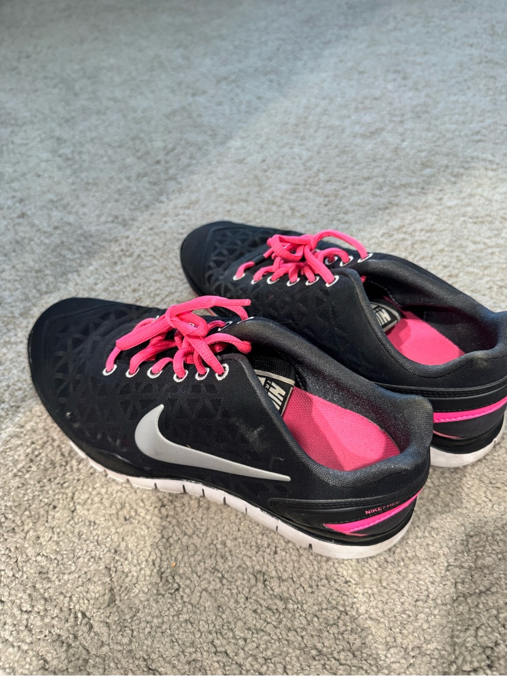 Nike Black Athletic Shoes with Hot Pink Accents